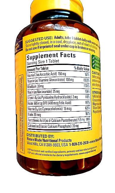 Nature Made Super B-Complex with Vitamin C & Folic Acid, 460 tablets EXP 01/2025