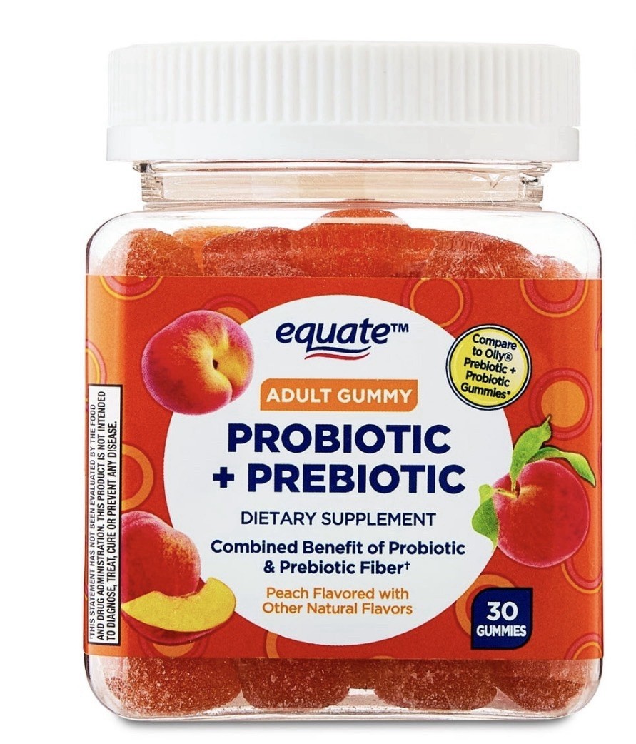 Probiotic + Prebiotic Dietary Supplement for Adults, Peach 30 Gummies.