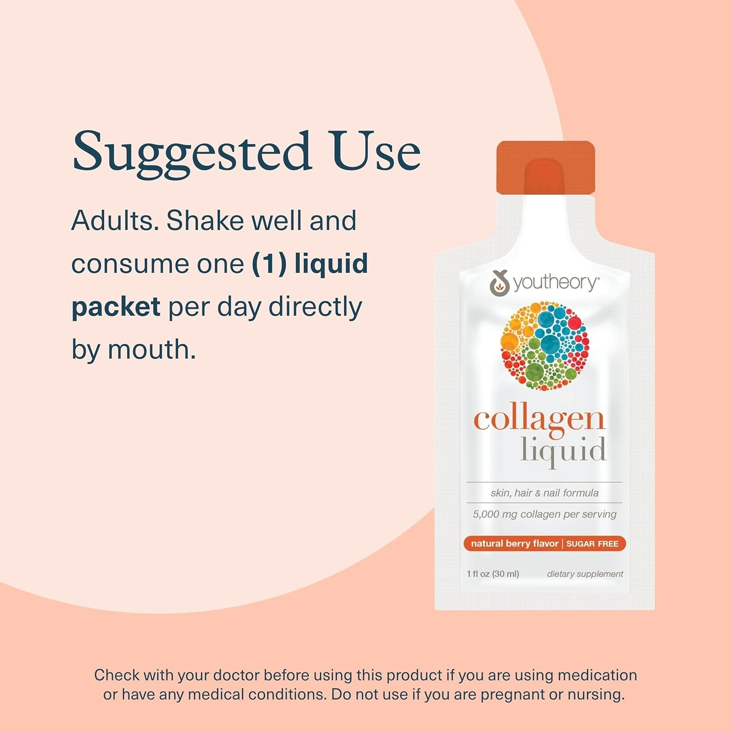 Youtheory Collagen Liquid – 5,000 mg Hydrolyzed 1 Fl Oz (Pack of 12) EXP 04/27