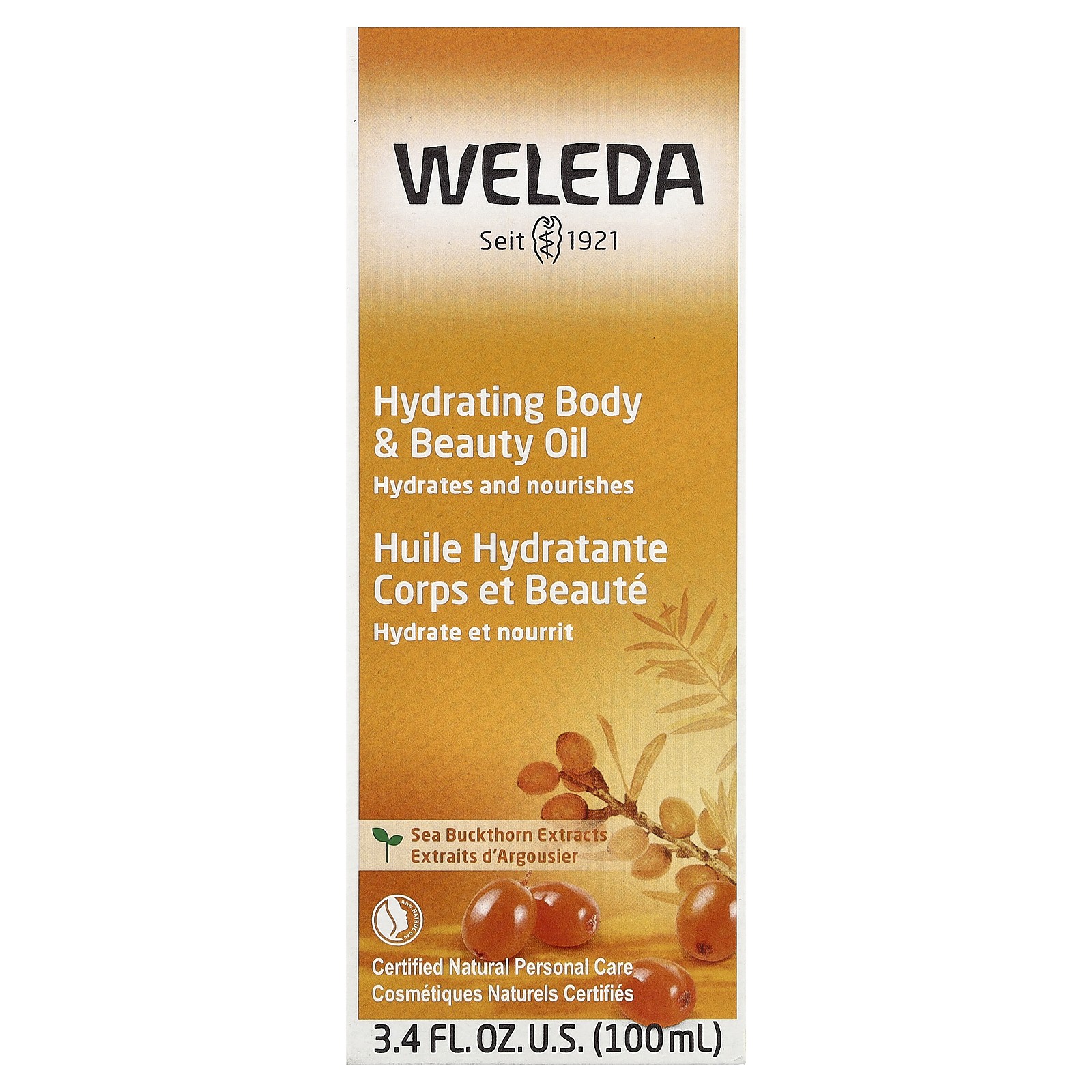 Hydrating Body & Beauty Oil, Sea Buckthorn Extracts, 3.4 fl oz (100 ml)