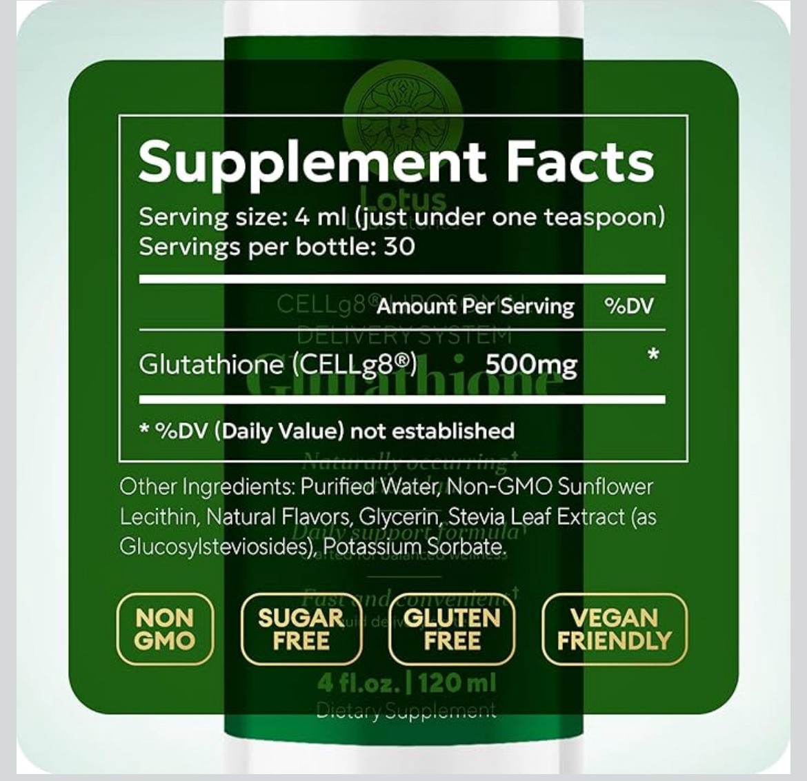 Liposomal Glutathione Liquid: High Absorption Antioxidant, Made in USA 4oz