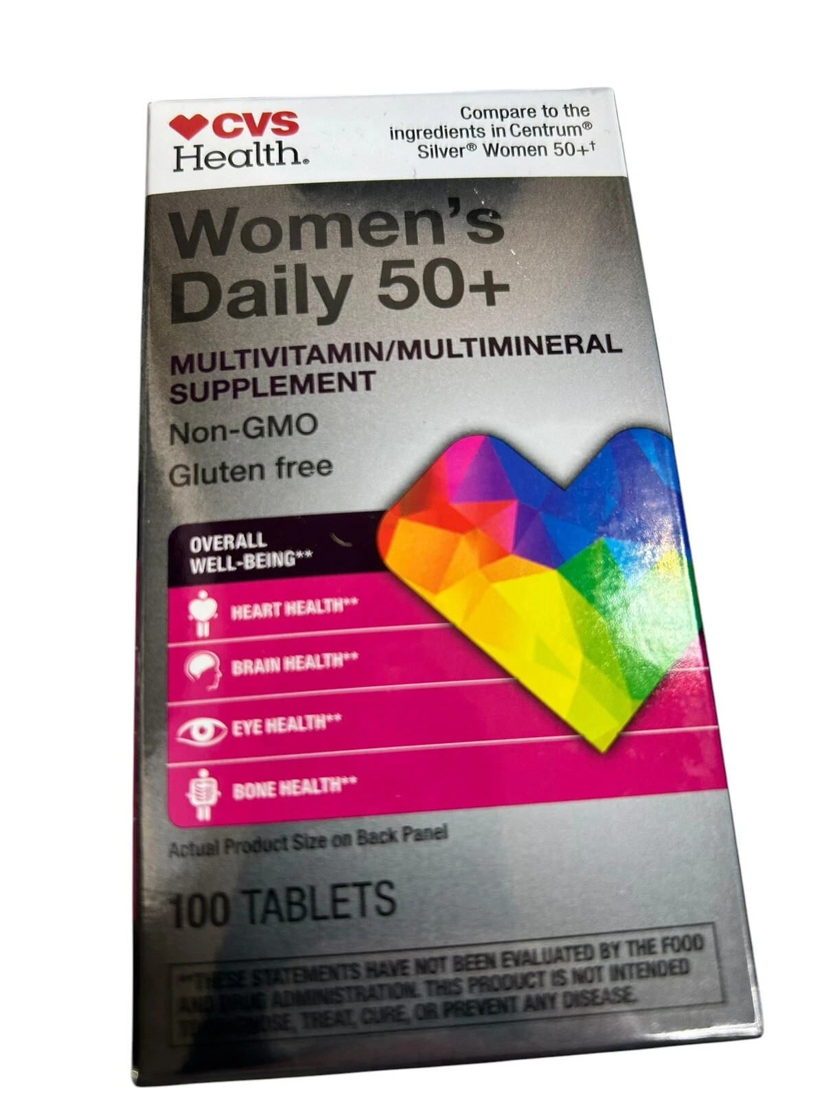 Women’s Daily 50+ CVS Multivitamin Multi mineral Supplement Non- GMO – Exp 01/28
