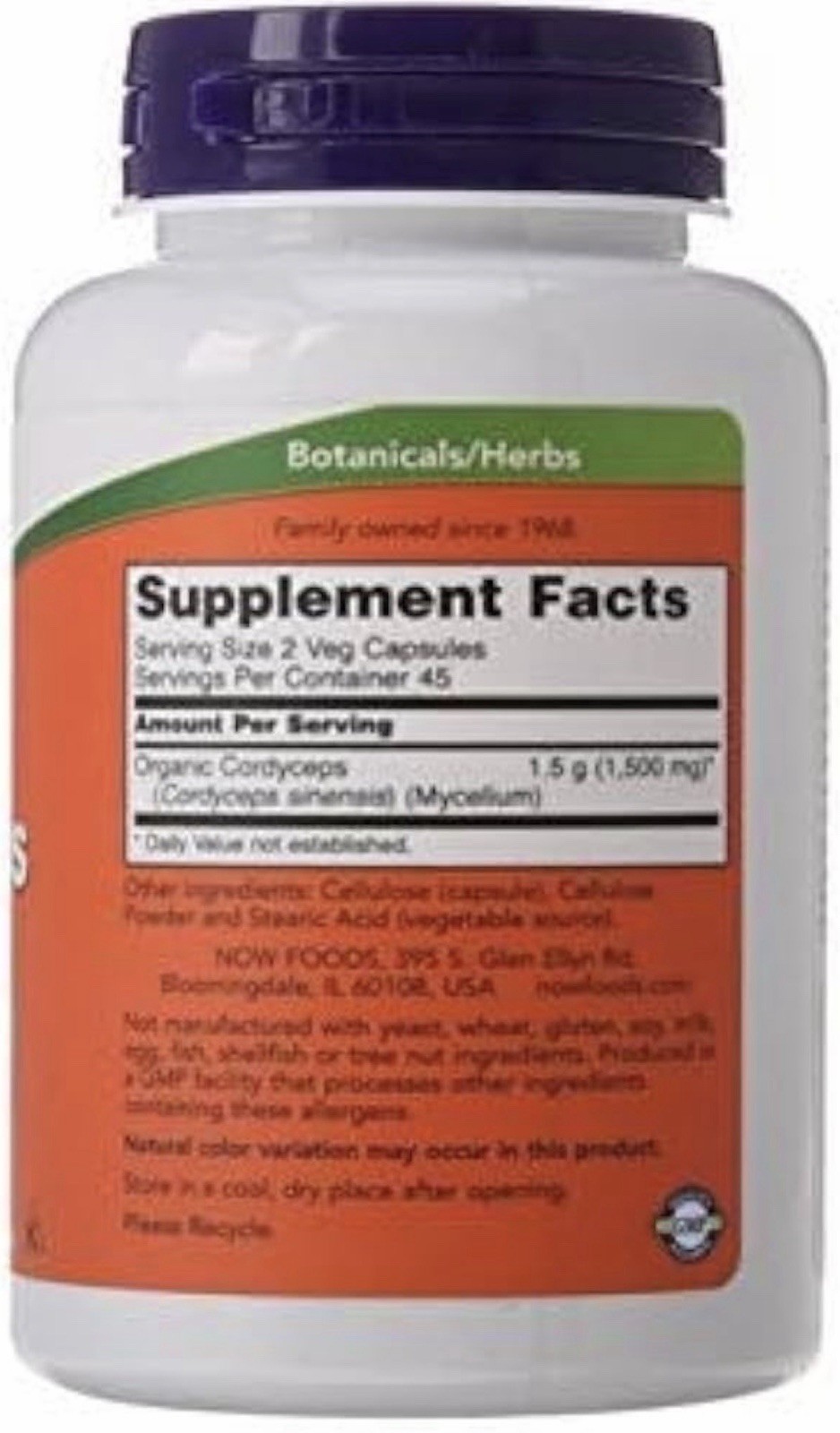 NOW Foods Cordyceps 750mg 90 Veg Capsules Immune Support