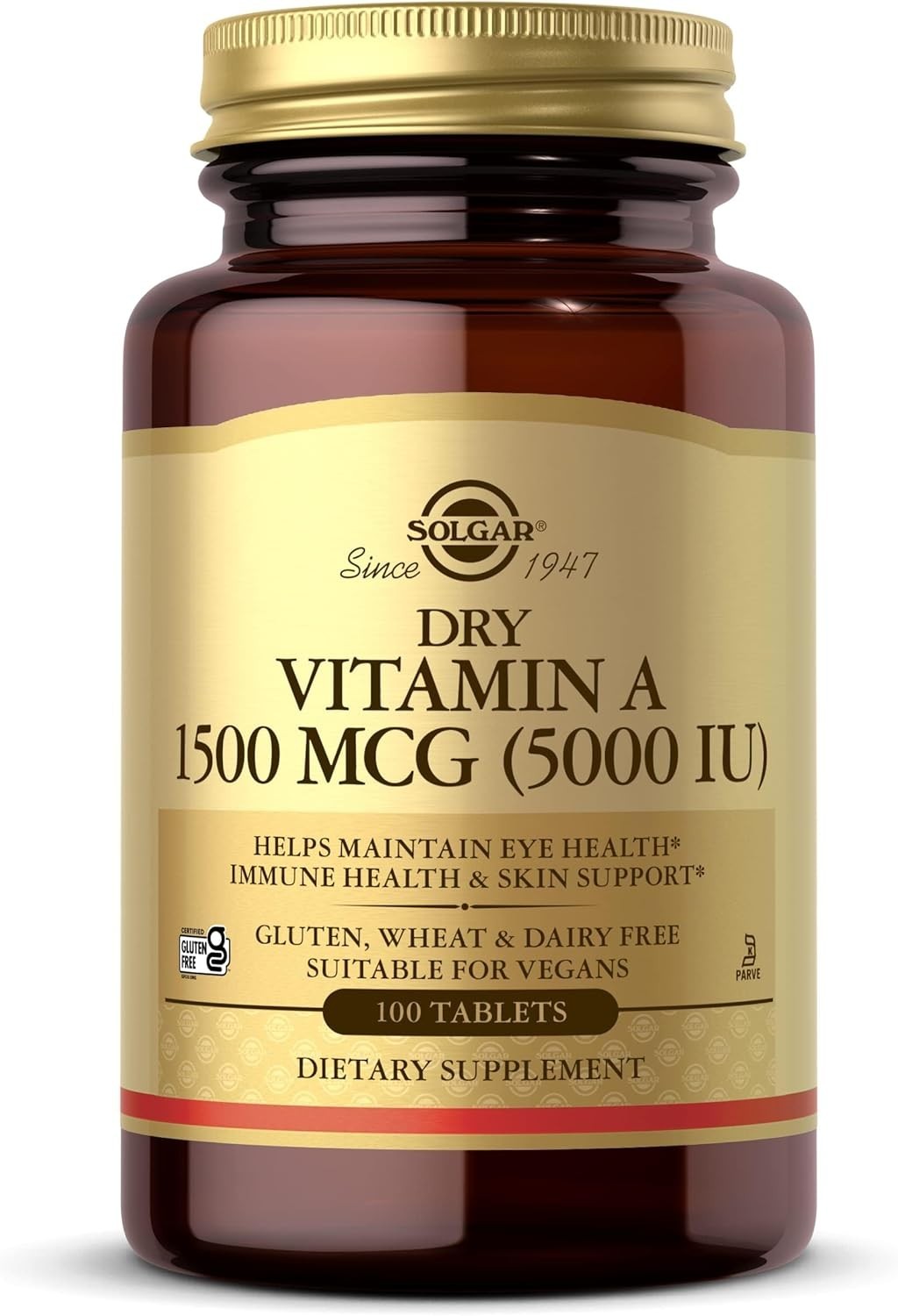 Solgar Dry Vitamin A 1500 mcg (5000 IU), 100 Tablets – Supports Healthy Eyes, Sk