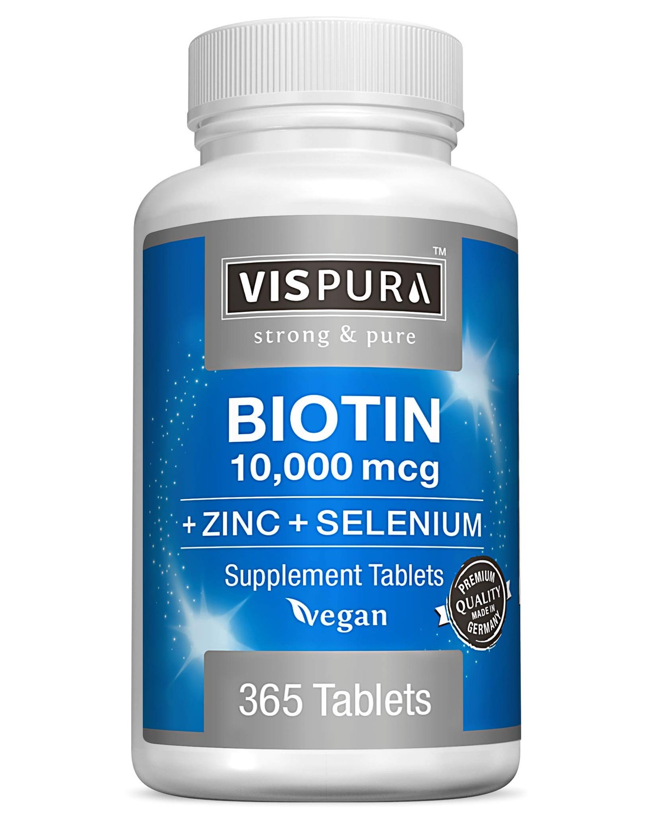 Biotin 10000 mcg + Zinc + Selenium, Pure, Vegan & Extra 365 Count (Pack of 1)