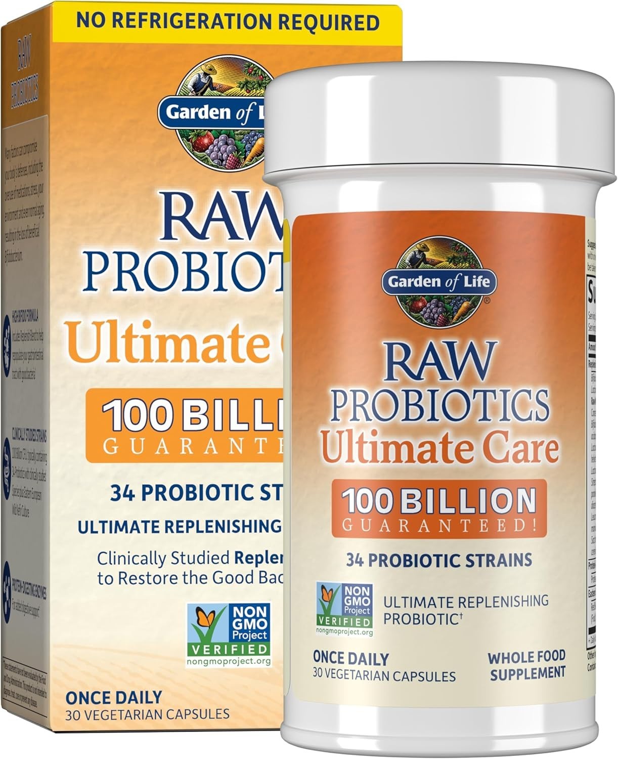 Garden of Life Raw Probiotics Ultimate Care 100 Billion 30 Veg Capsules