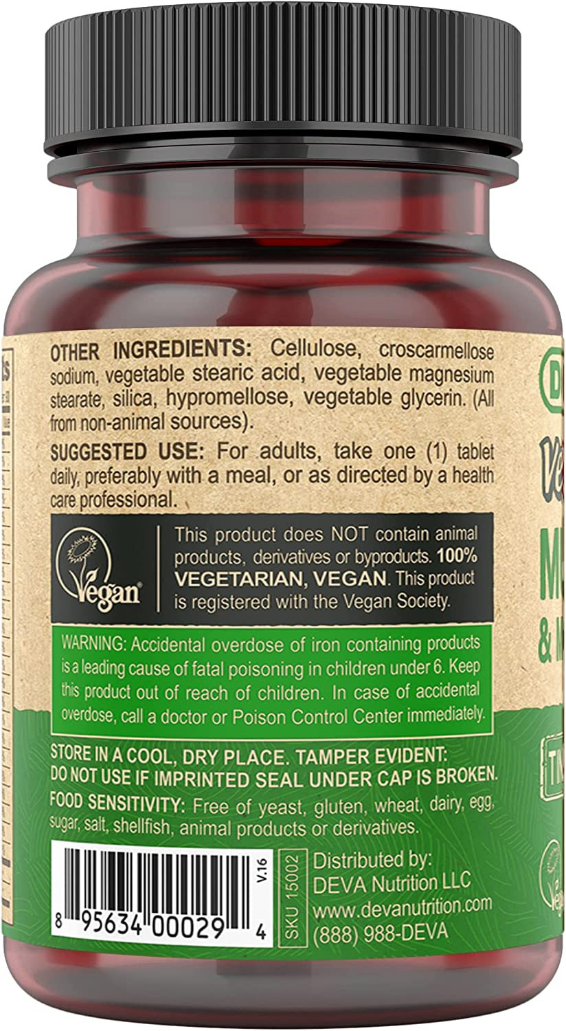 Vegan Multivitamin & Mineral Supplement, Tiny Tablets, Easy to Swallow, 90 Table