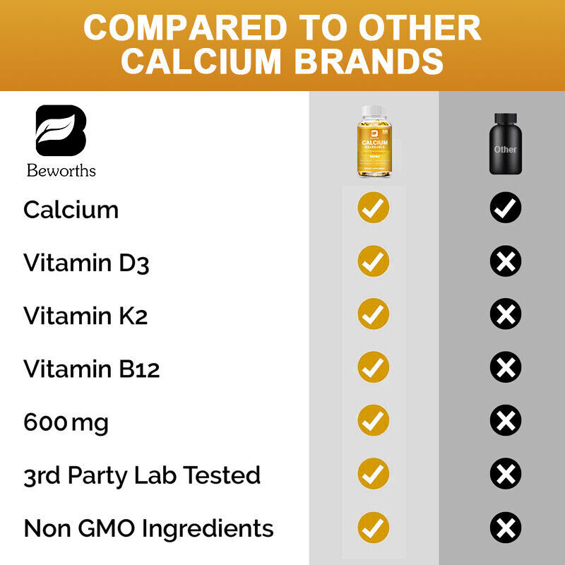Vitamin B Complex 120Capsules Vitamin b12 D3+K2 &Calcium,Immune Support