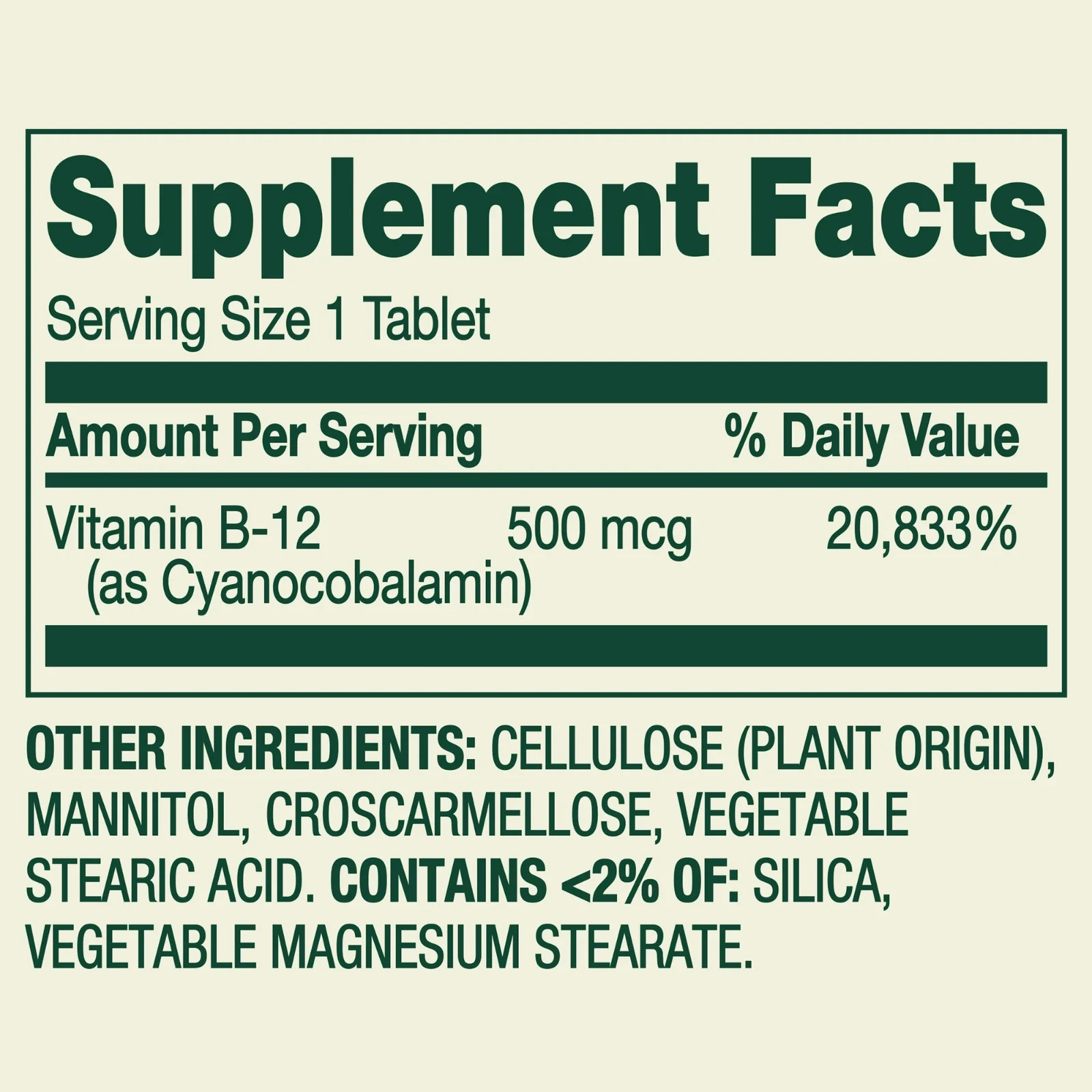 Spring Valley Vitamin B12 Tablets, 500 mcg, 100 Count
