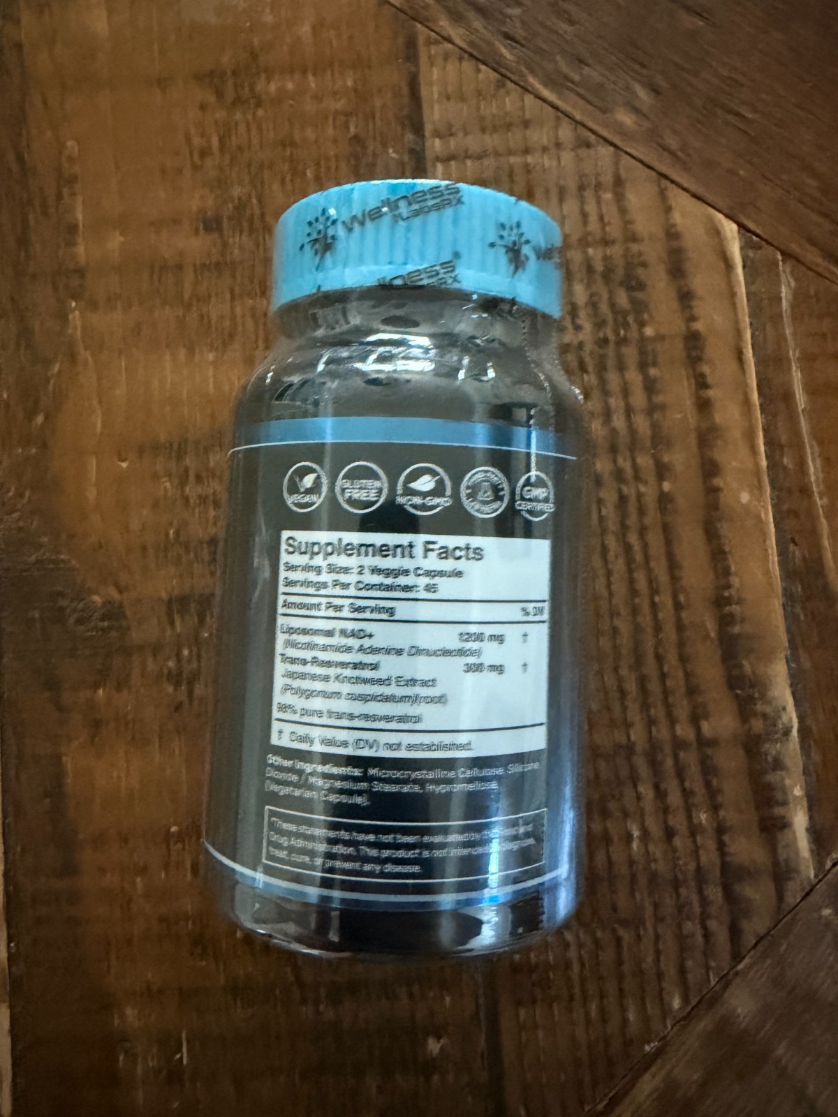 NAD+ Supplement 1500mg Complex with Resveratrol Daily Wellness Capsules