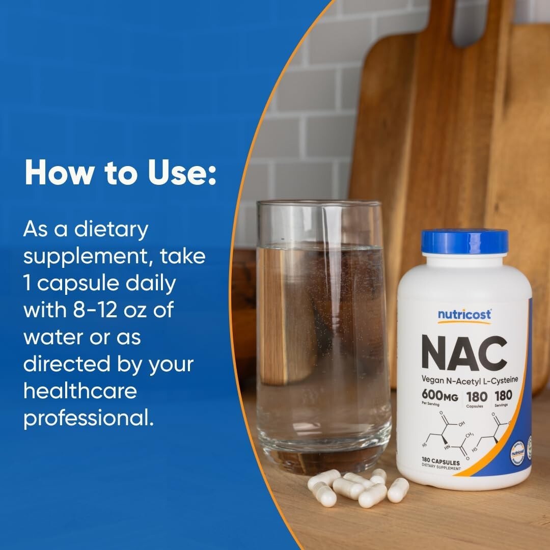 180 Count N-Acetyl L-Cysteine 600mg Capsules – Detox & Replenish Your Body
