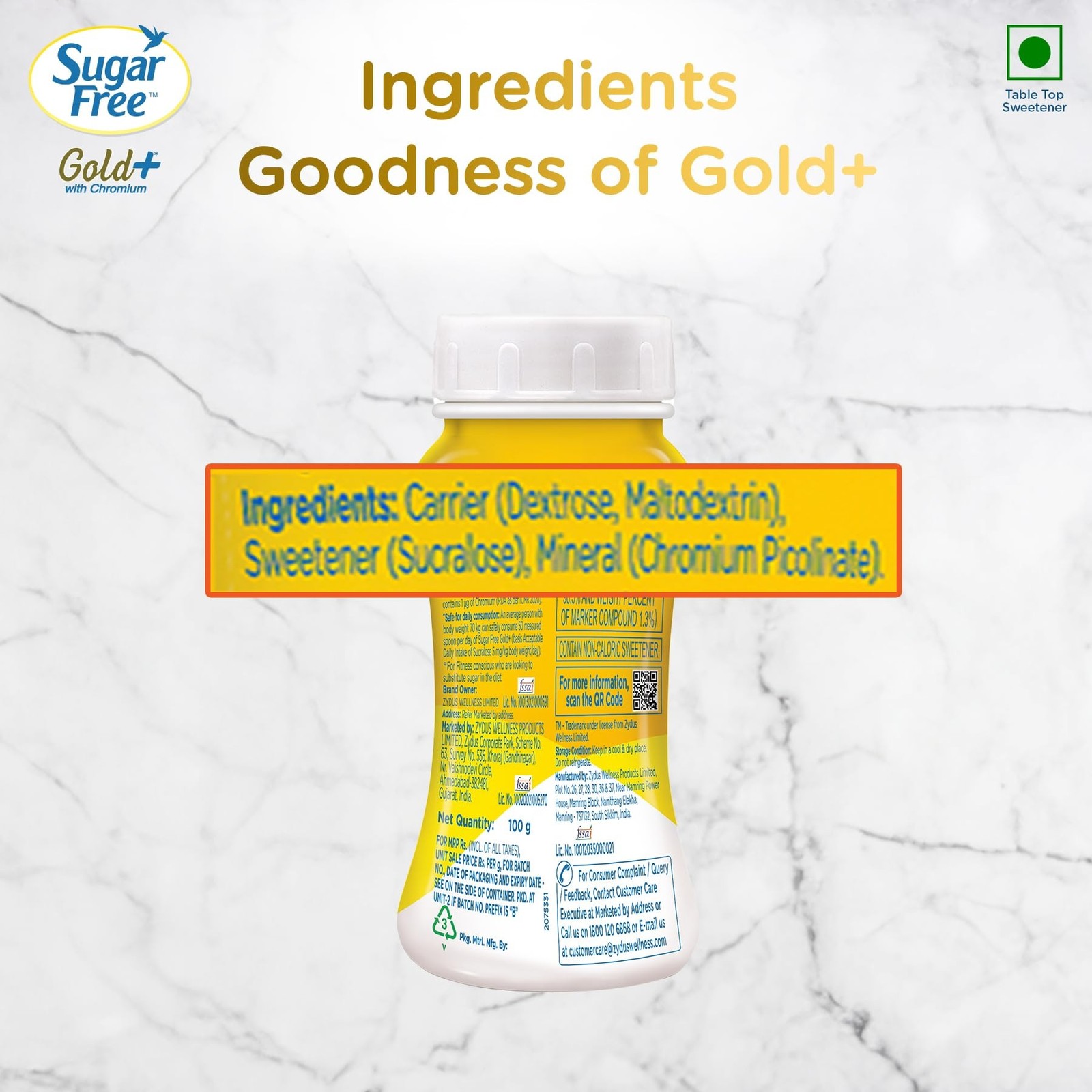 Sugar Free Gold Low Calorie Sweetener – Pack of 2 (100gm x 2), Jar