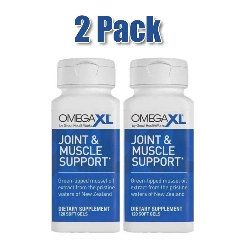 2 PAck OMEGA XL Joint & Muscle Support Green-Lipped Mussel Oil 120 Softgels