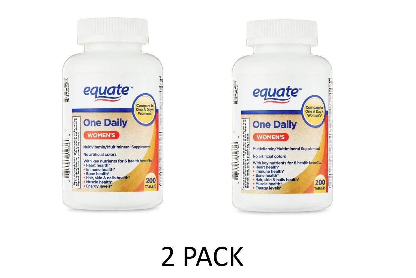 2 PACK Equate One Daily Women’S Tablets Multivitamin/Multimineral Supplement