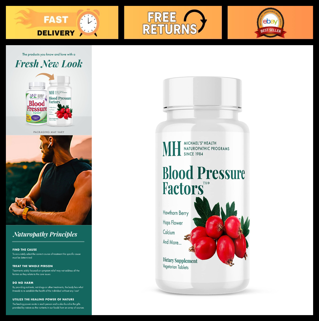 Blood Pressure Support Supplements – 180 Capsules for Healthy Heart Function