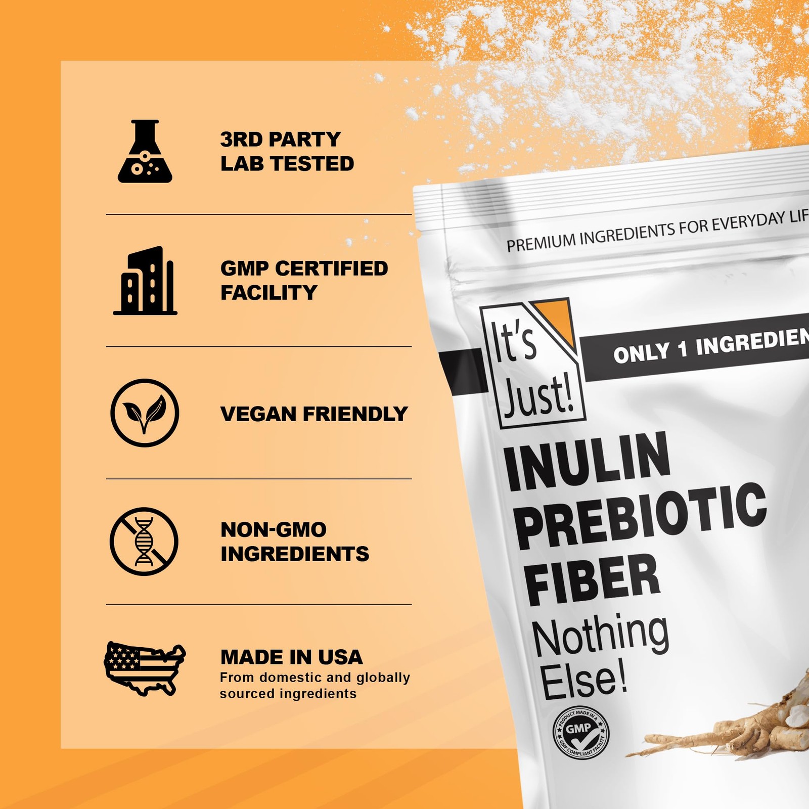 It’s Just Inulin Prebiotic Fiber, Water Soluble, Chicory Root Powder, Promot…