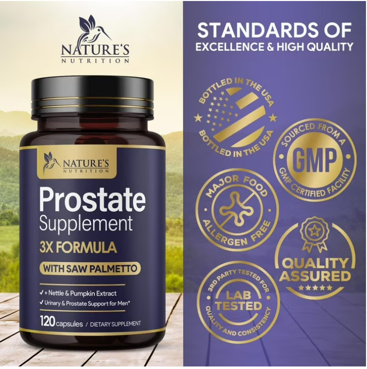 Prostate Health 1000mg 3X Formula w/ Saw Palmetto Capsules for Men