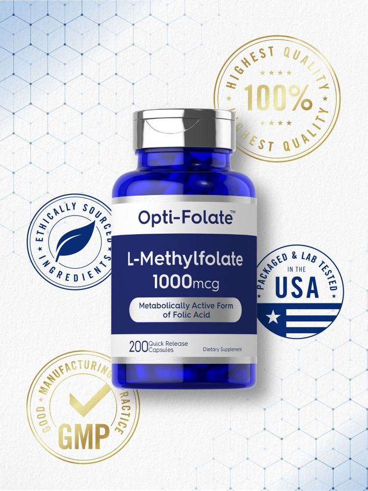 L Methylfolate 1000mcg | 200 Capsules | Value Size | by Opti-Folate