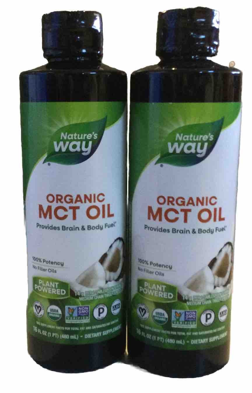 2 Pack Organic MCT Oil 16 Fl Oz Brain and Body Fuel (N2)