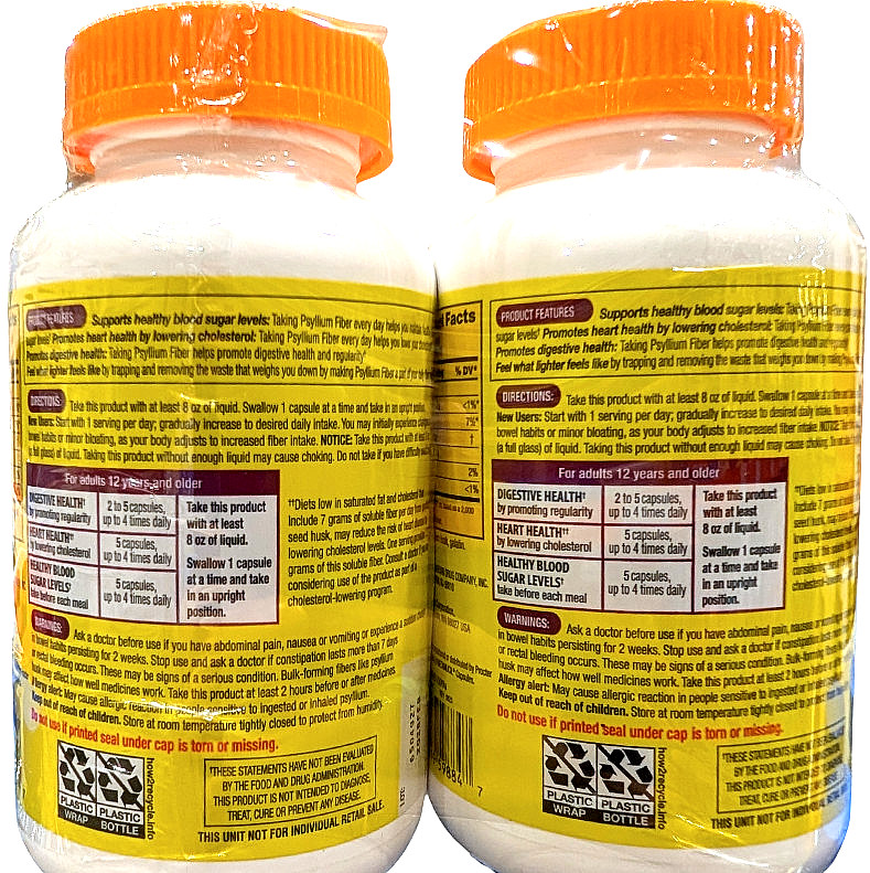 Kirkland Signature Psyllium Husk Fiber Capsule 2×360 Count EXP 02/2028