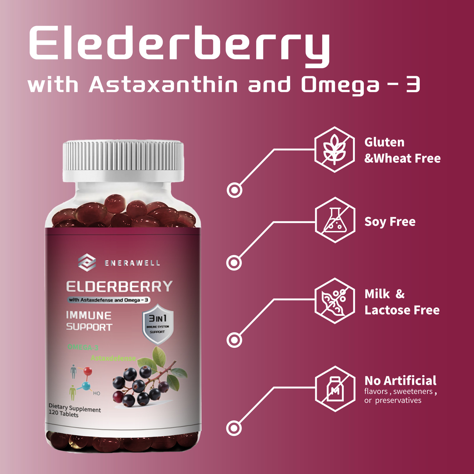 Astaxanthin with Sambucus Black Elderberry 30,000mcg Immune Support | 02/07/2027