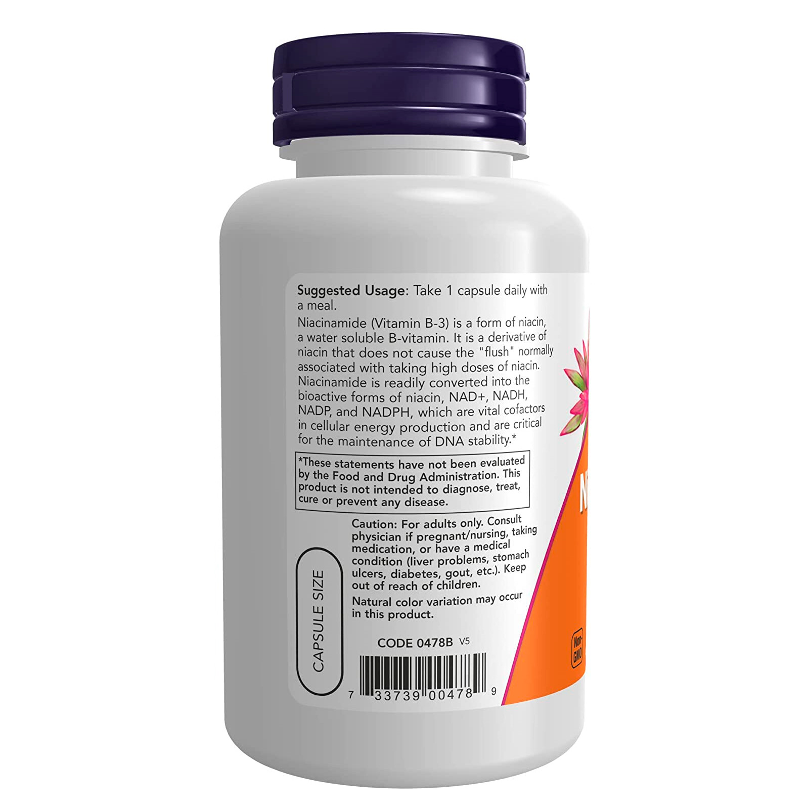 2 x NOW Niacinamide Vitamin B 3 500 mg Energy Production 100 Veg Capsules
