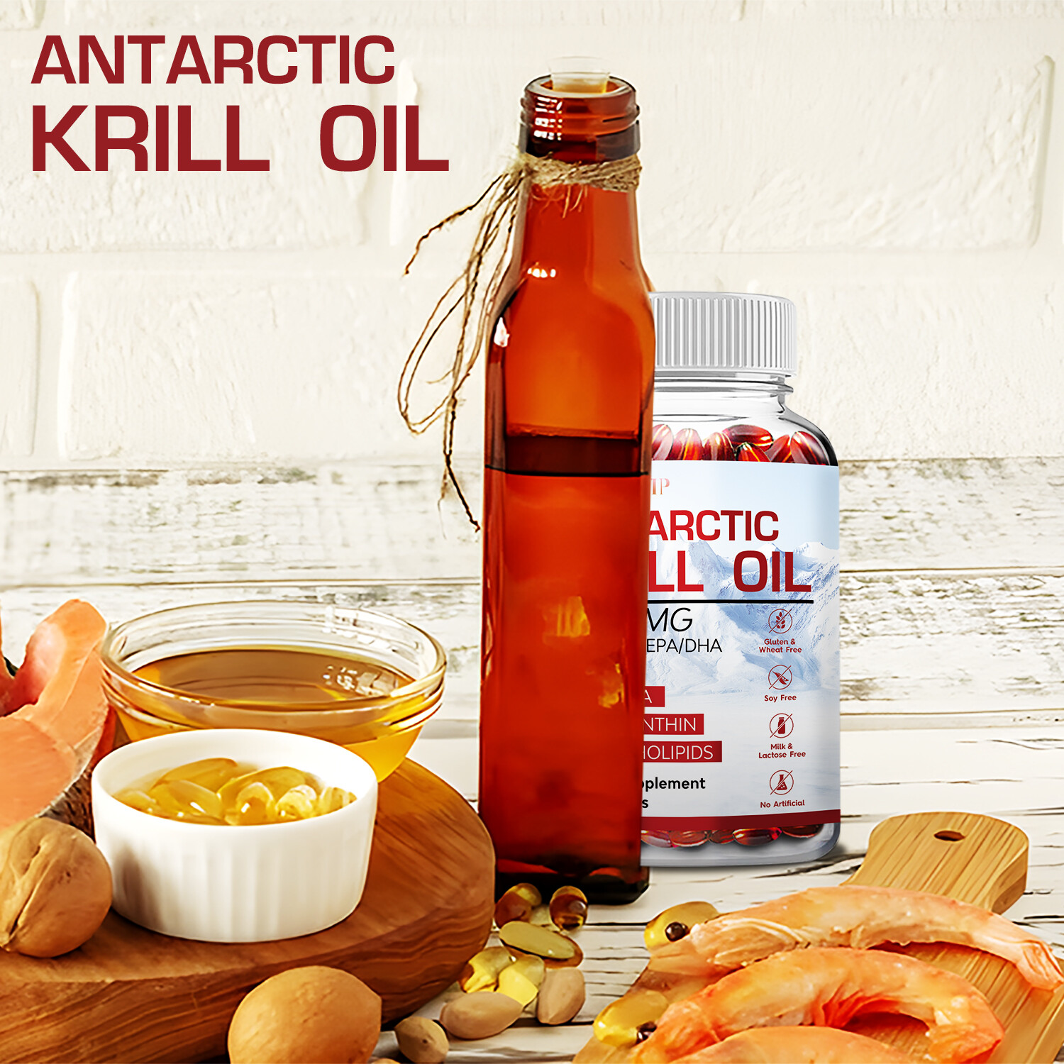 Antarctic Krill Oil -Brain Health,Anti-Aging,Improve Cardiovascular,Joint Health