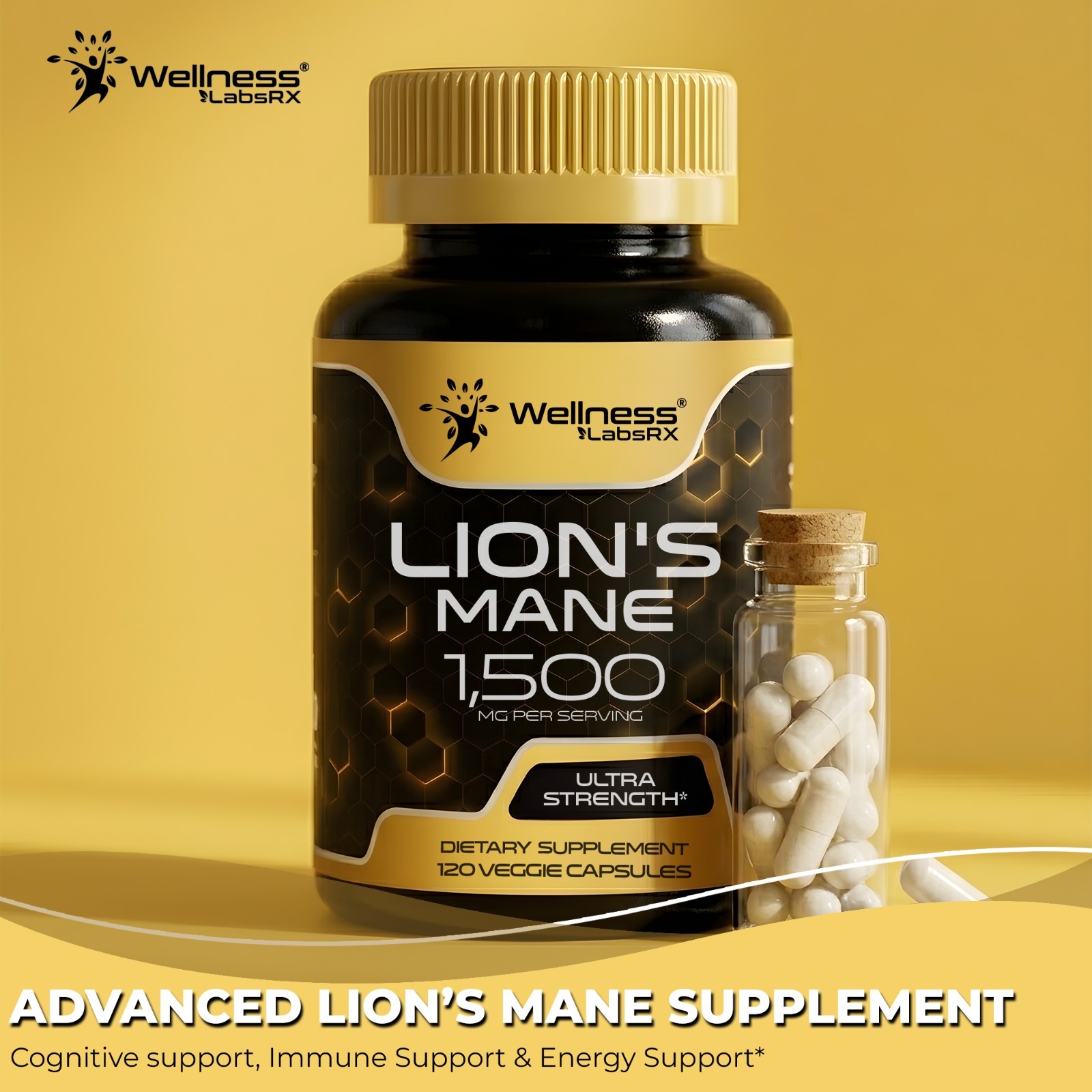Lion’s Mane Mushroom Capsules 120ct | Focus, Memory & Immune Support | Organic