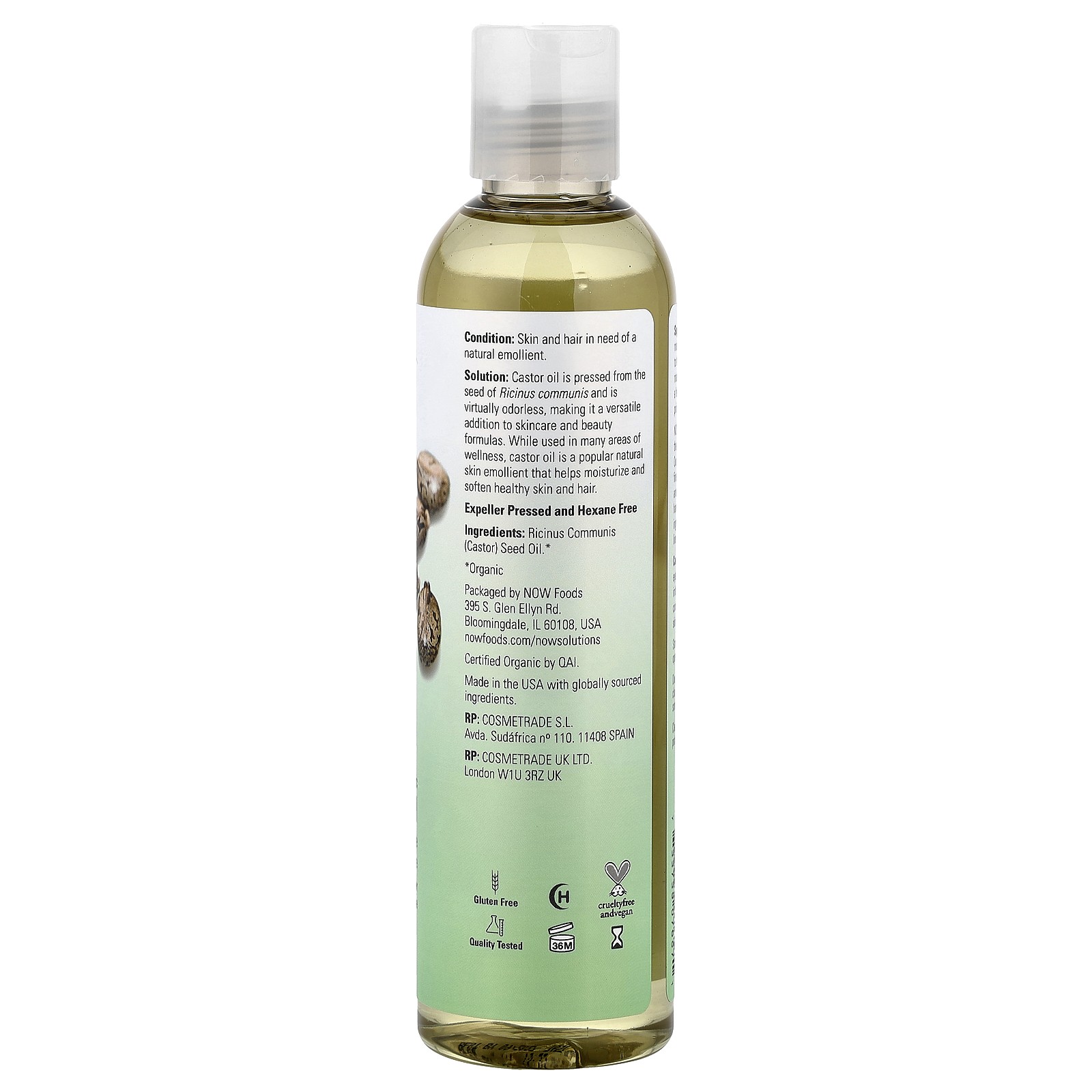 Solutions, Certified Organic Castor Oil, 8 fl oz (237 ml)