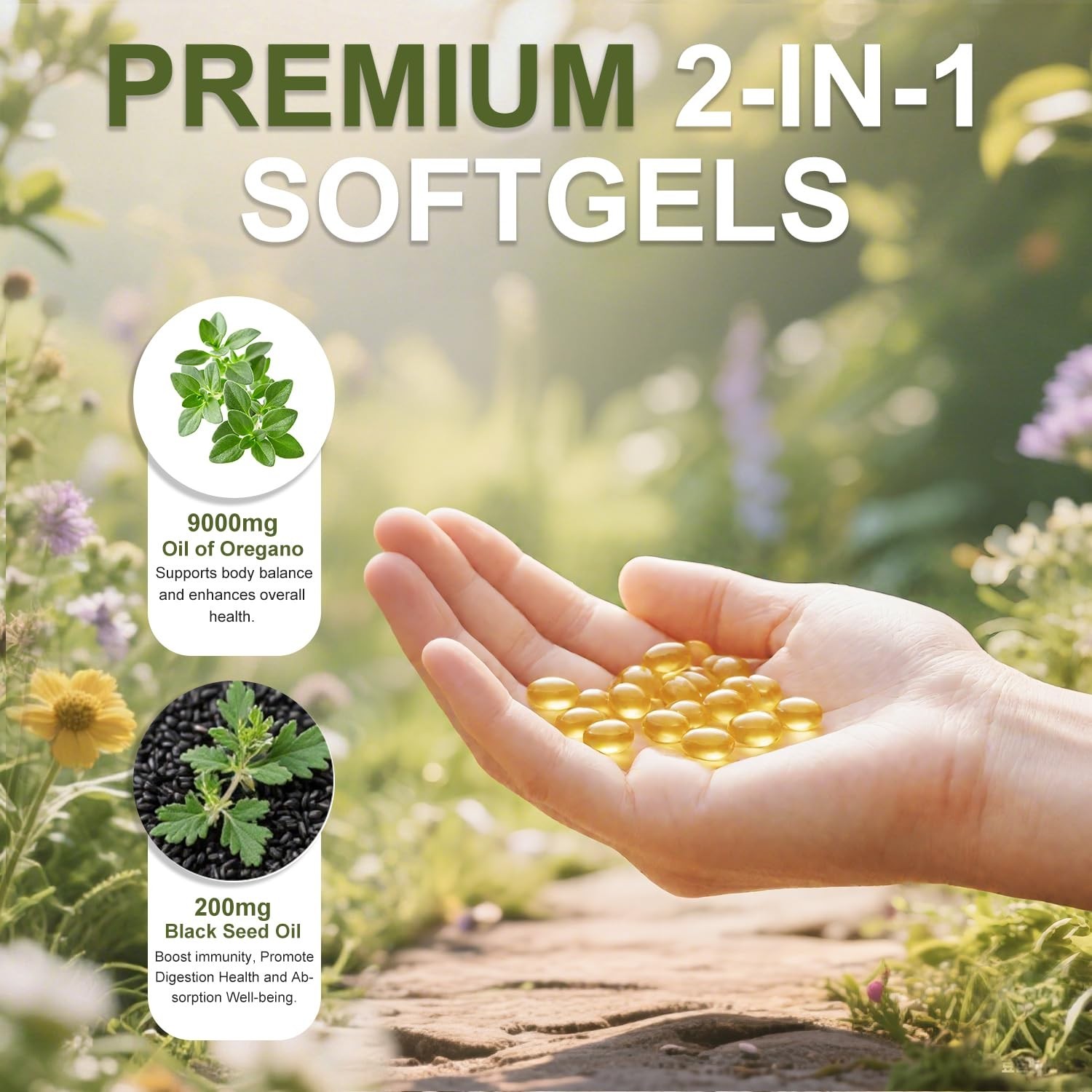 Oil of Oregano & Black Seed Oil, 280 Softgels, 9000mg | Immune Support, High Car