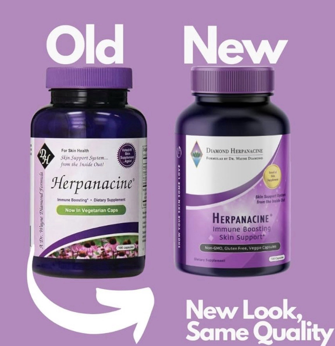 Herpanacine Immune Boosting Skin Support Supplement 200 Capsules Non-GMO