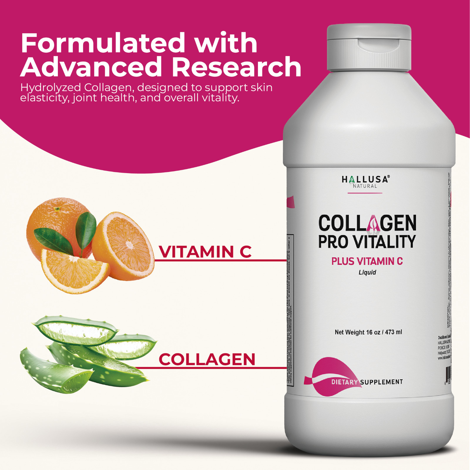 ANTI-AGING Collagen Liquid – Joint, Skin & Hair Health – 16 OZ with Vitamin C