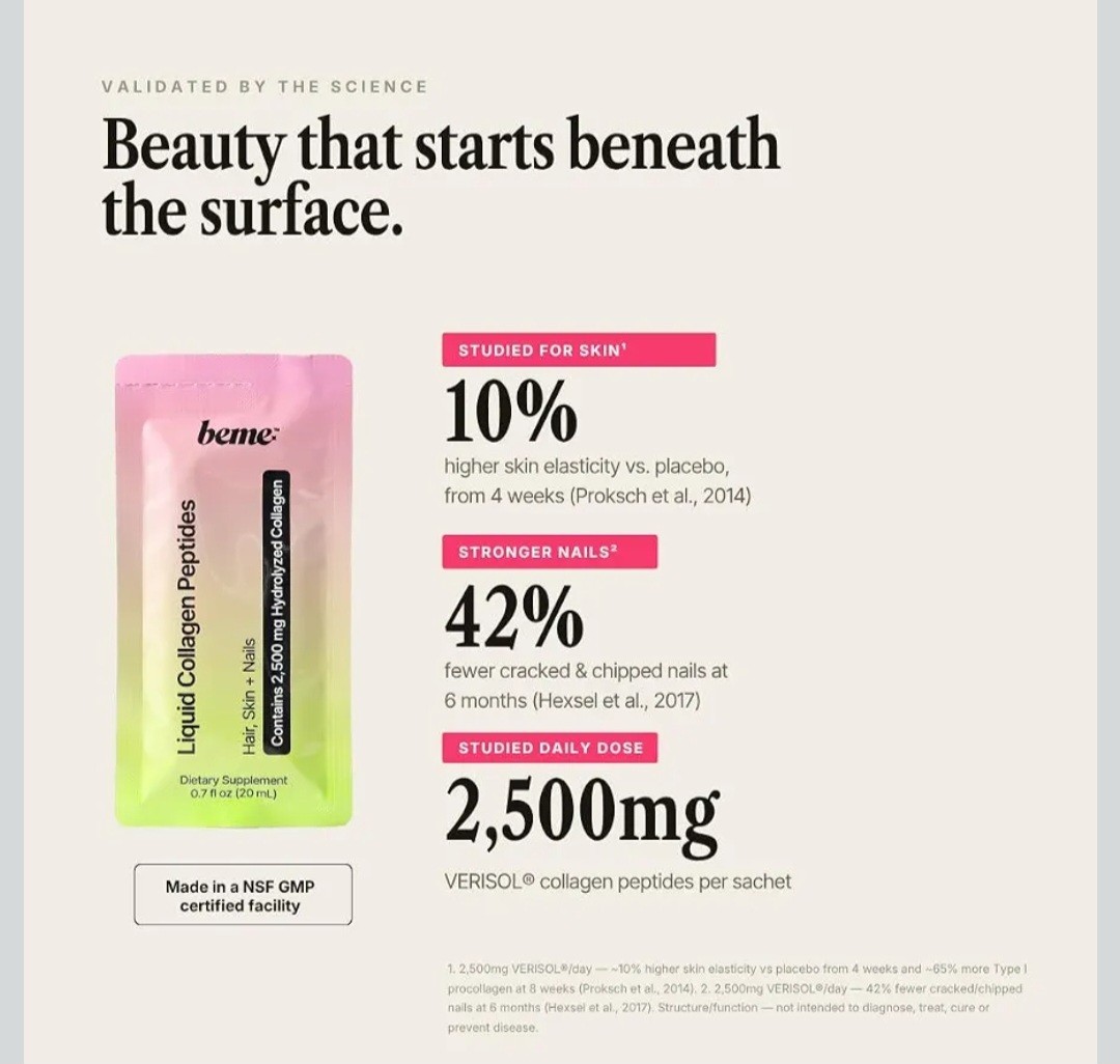 BeMe Liquid Collagen Peptides for Hair Skin & Nails – Clinically Proven Premi…