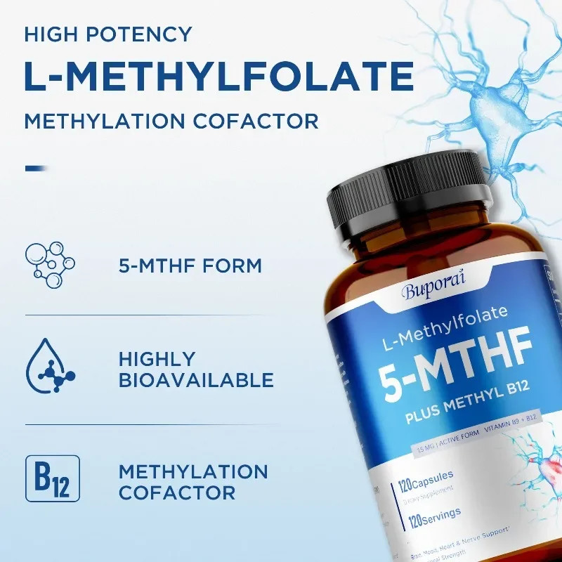 L-Methylfolate 5-MTHF 120pcs – Balanced Mood, Support Brain and Heart Health