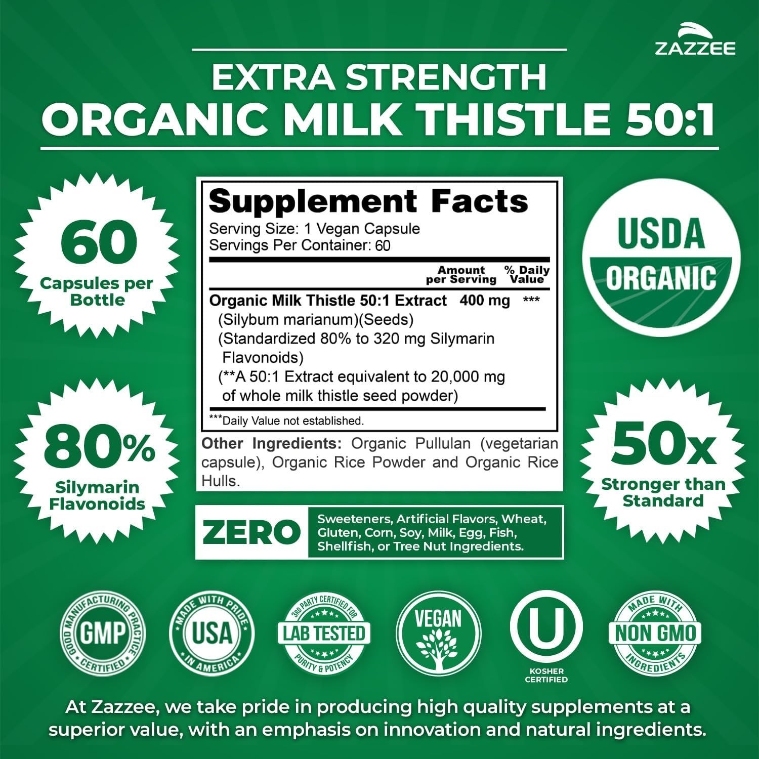 USDA Organic Milk Thistle 50:1 Extract – 80% Silymarin, 2 Supply