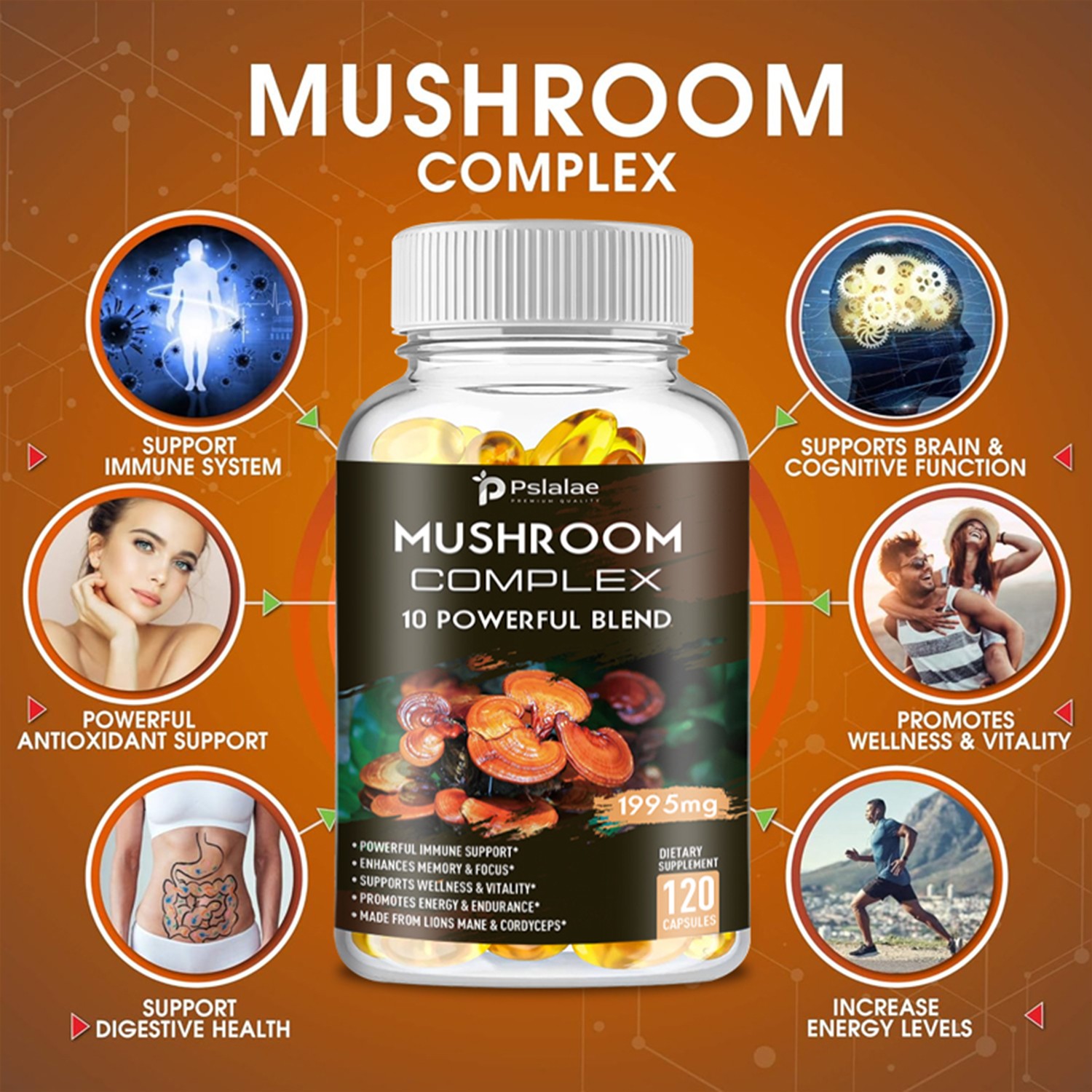Mushroom Complex – Lions Mane,Cordyceps Sinensis – Brain & Nervous System Health