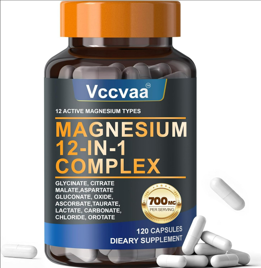 Magnesium 12-in-1 Complex 700mg Glycinate Citrate Taurate 120 Capsules Vegan