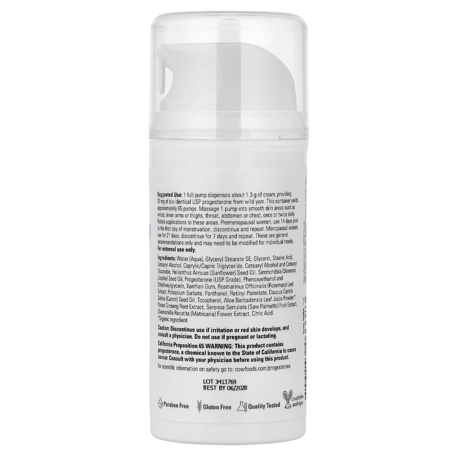 Solutions, Progesterone from Wild Yam, Balancing Skin Cream, Unscented, 20 mg, 3