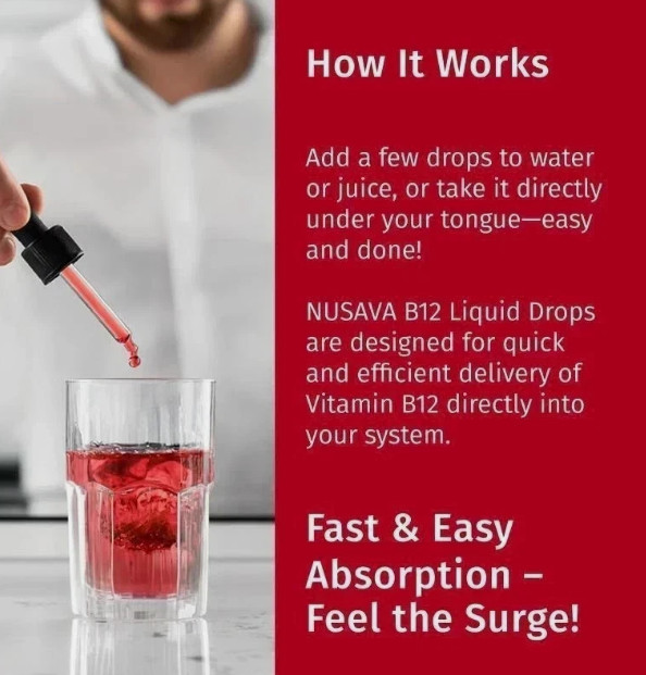 NUSAVA Vitamin B12 and B6 Liquid Drops, B12 Sublingual Vitamin B Complex,B1