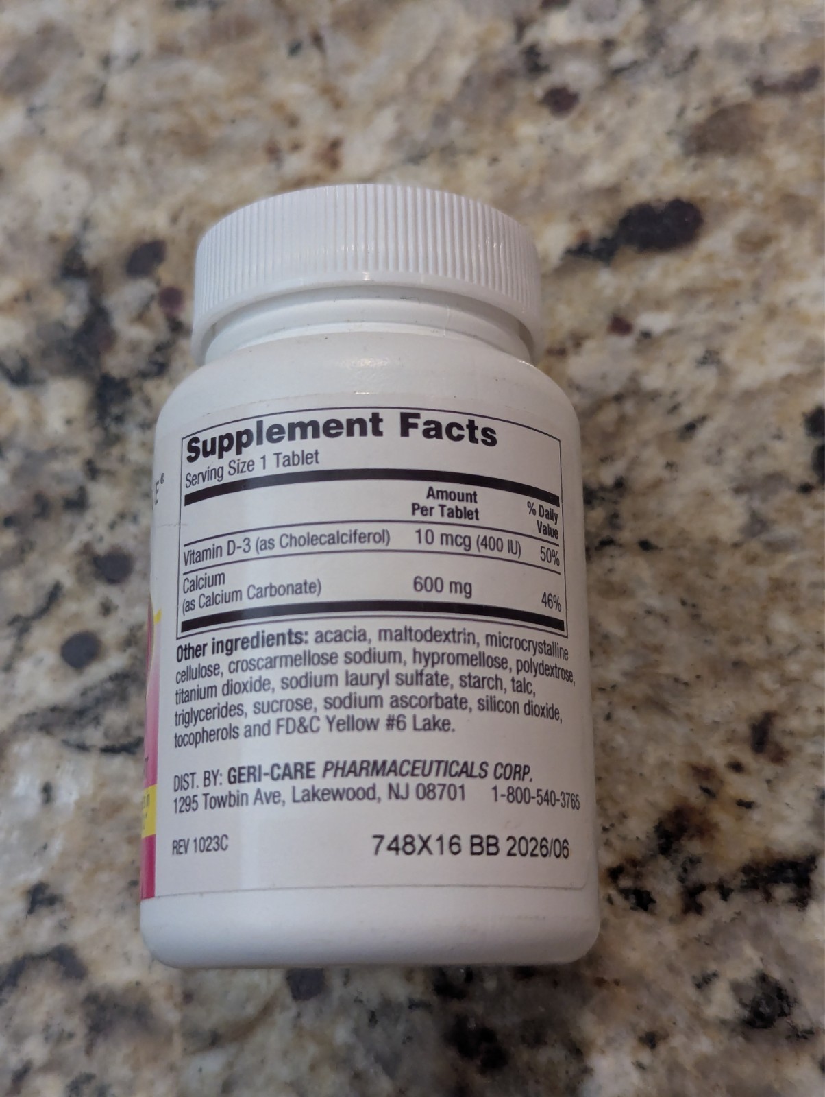 GeriCare Calcium 600+D 10mcg Nutritional Supplement 60 Tablets exp: 06/2026