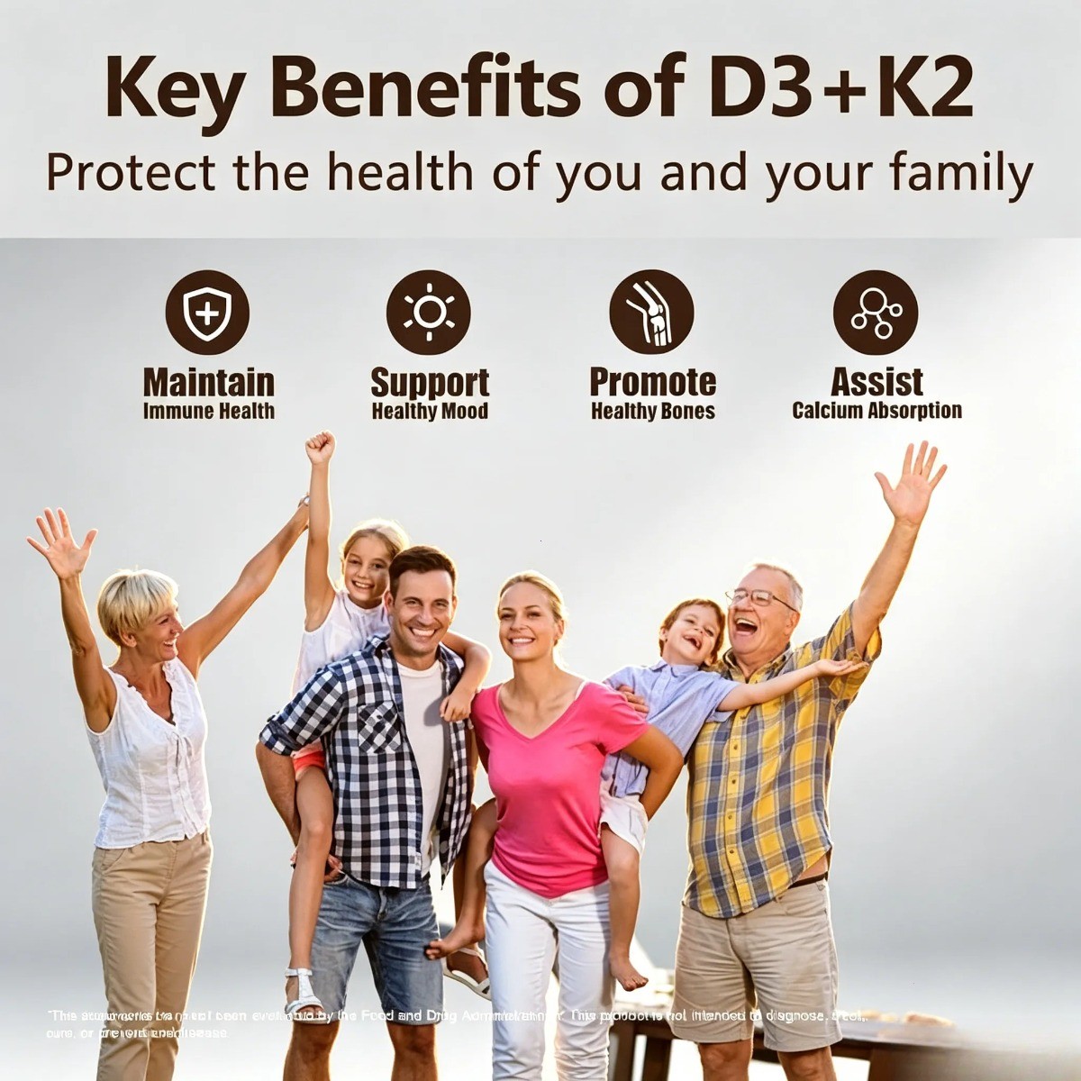 Vitamin D3 5000 IU & K2 100 mcg – 2-in-1,for Bone & Heart Health