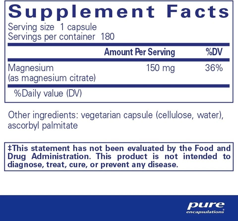 Pure Encapsulations Magnesium (Citrate), Sleep, 180 Capsules, Exp 2028+