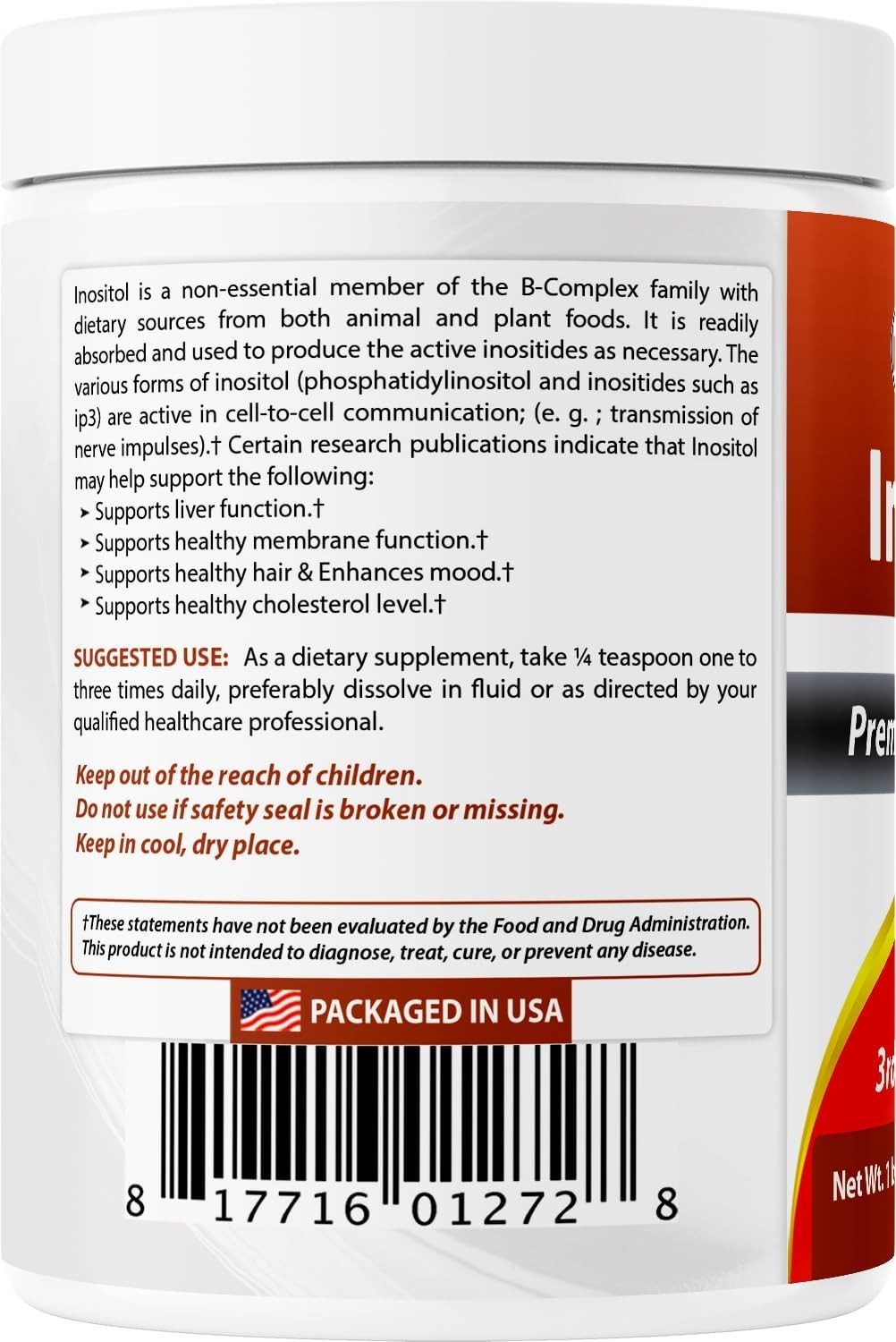 High-Purity Inositol Powder, 1Lb – Promotes Healthy Liver & Cell Function