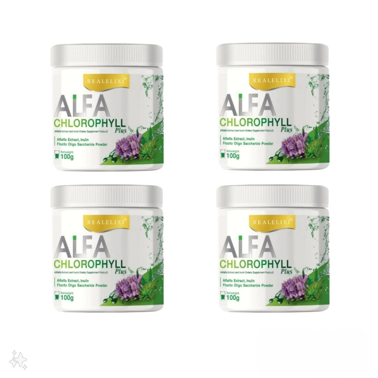 4x Real Elixir Alfa Chlorophyll Plus 100% Natural Vitamins Supplement Fiber Rich