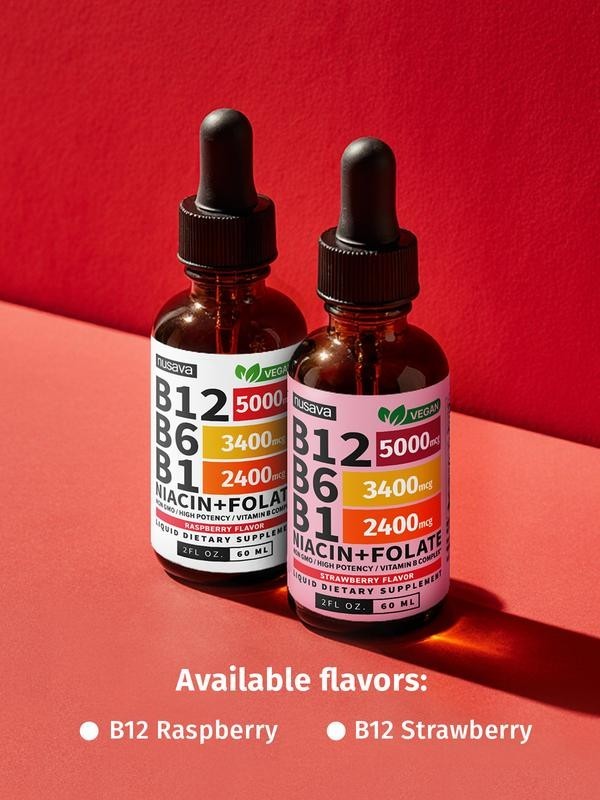 Vitamin B12 Liquid Supplement Drops with B6, B1, Niacin & Folate – Edible Suppo