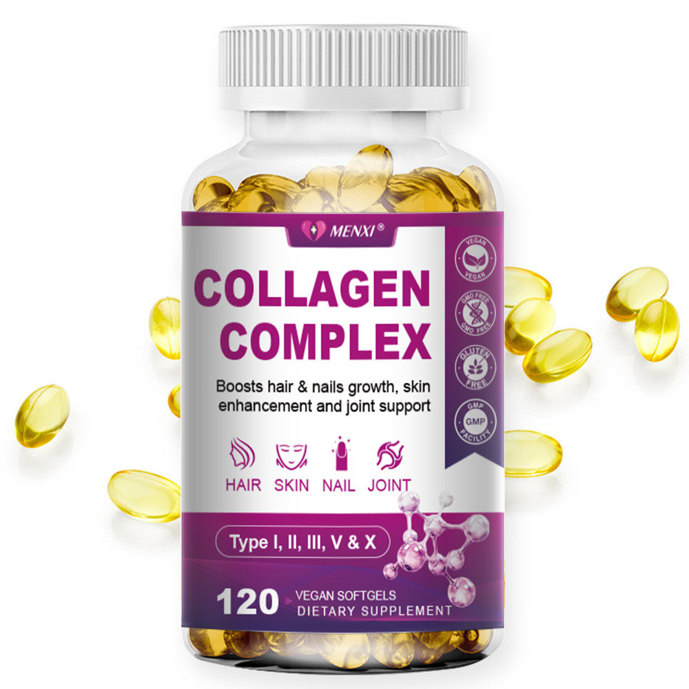 Collagen Peptides Pills 2000mg Hydrolyzed Anti Aging Capsules Types I,II,III,V,X