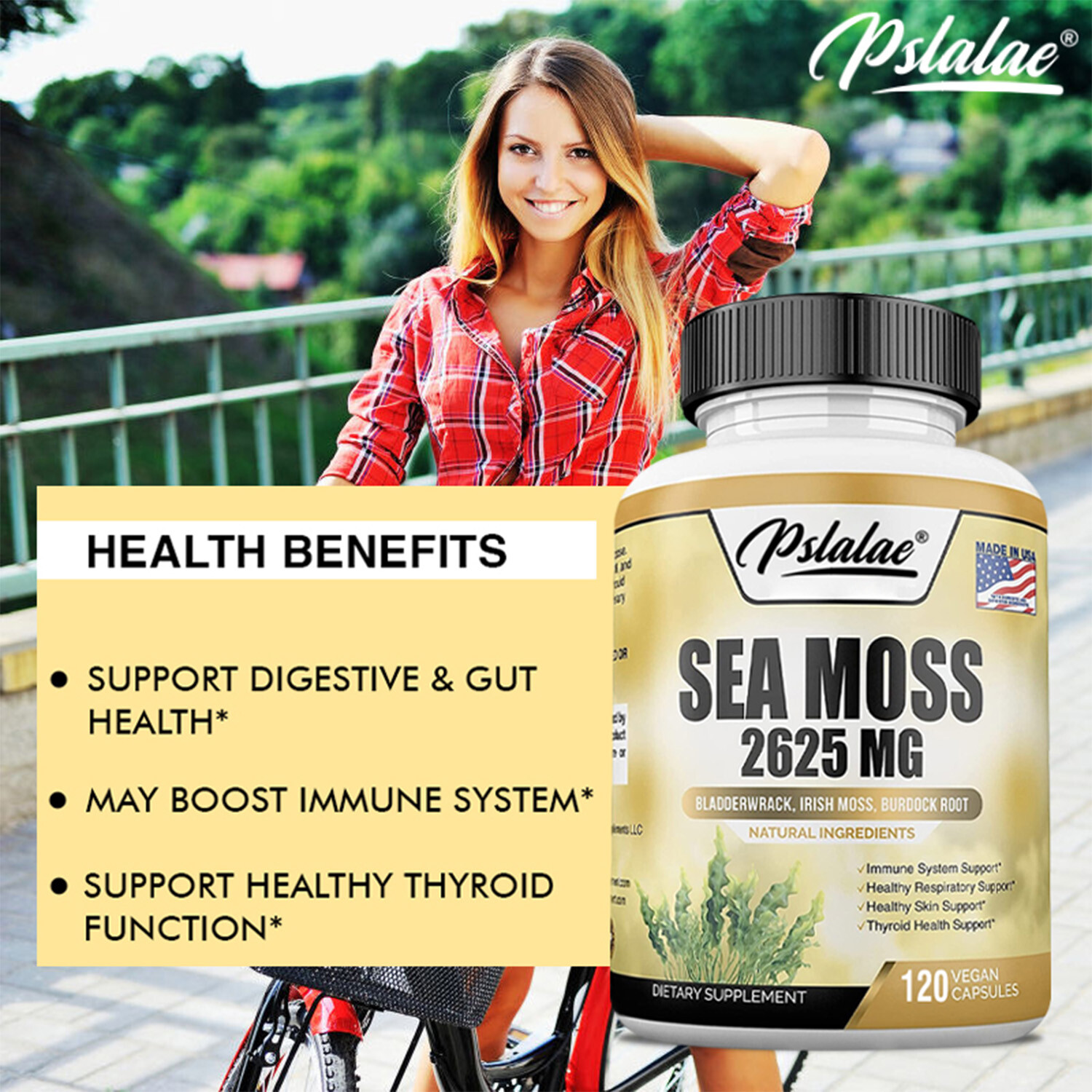 Sea Moss Capsules 2625mg – Irish Moss & Burdock Root – Thyroid & Immune Support