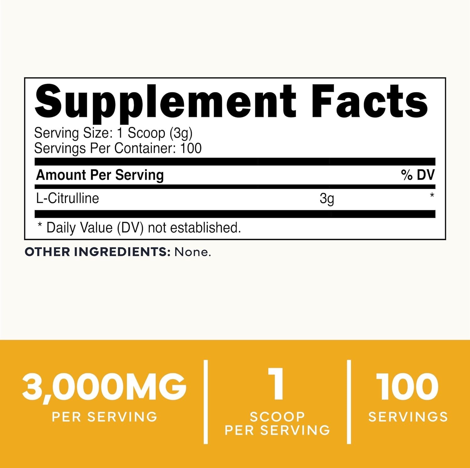 Pure L-Citrulline Base Powder – 3,000mg, 100 Servings