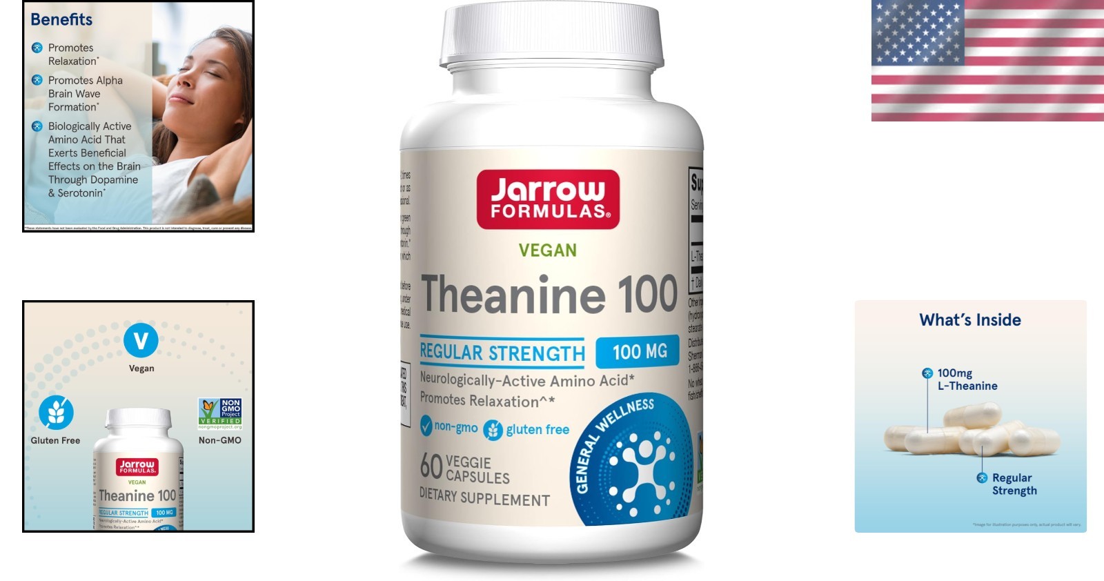 L-Anine 100 mg Dietary Supplement – 60 Capsules for Stress Relief