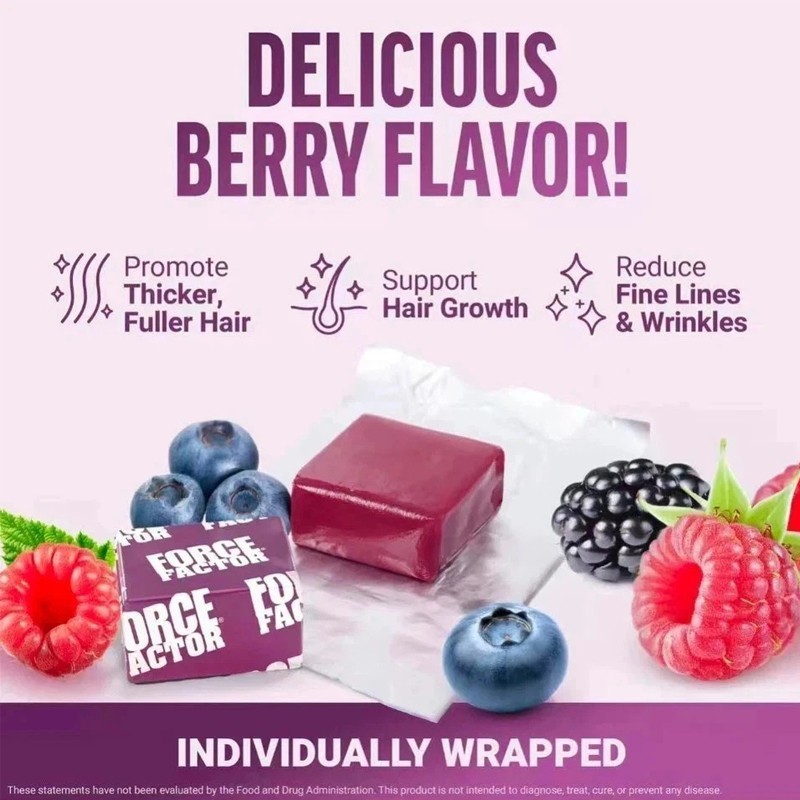 Hair Growth Accelerator Lustrav Soft Chews Mixed Berry 60 Count